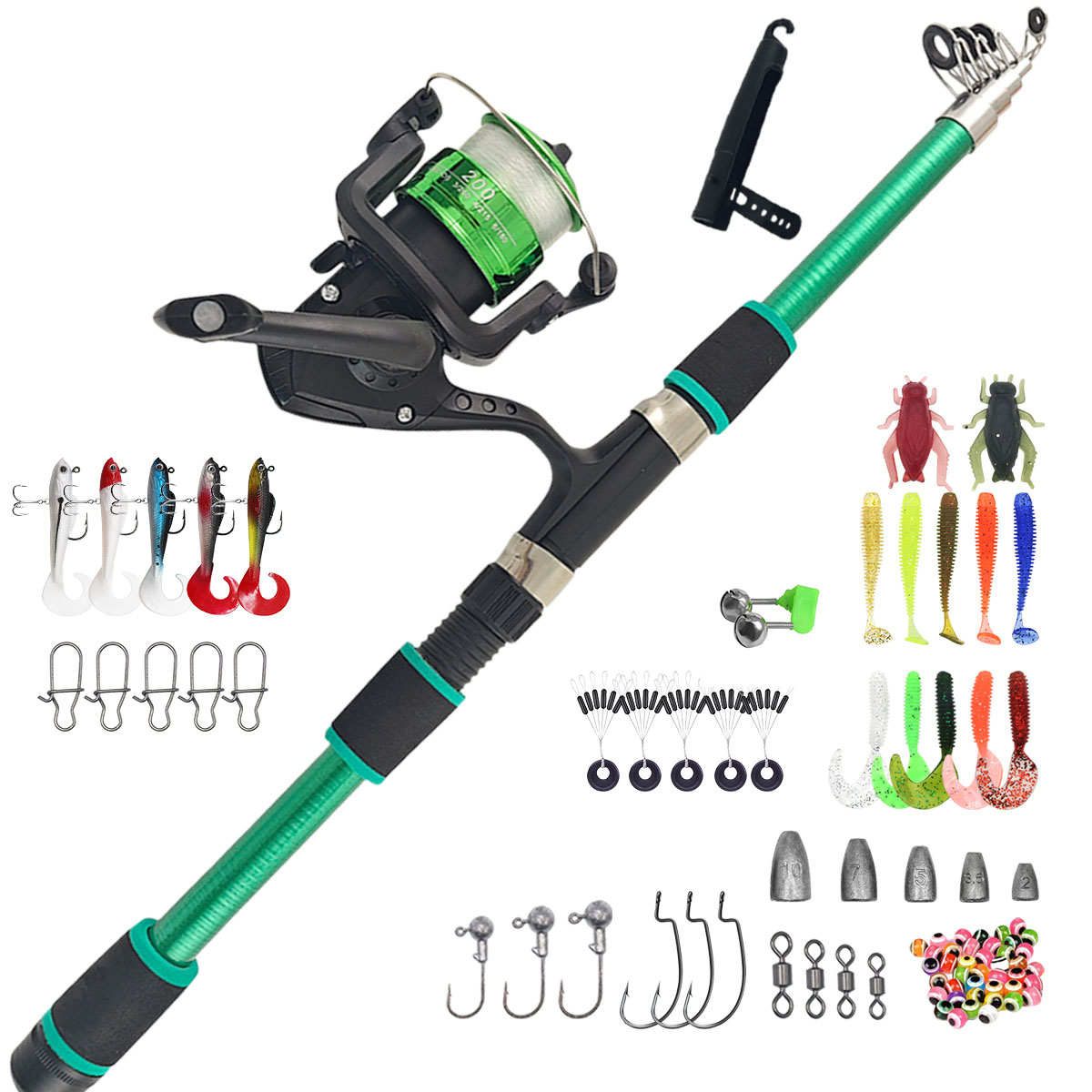 Portable Telescopic Fishing Ro - Spincast Reel reseña y precio