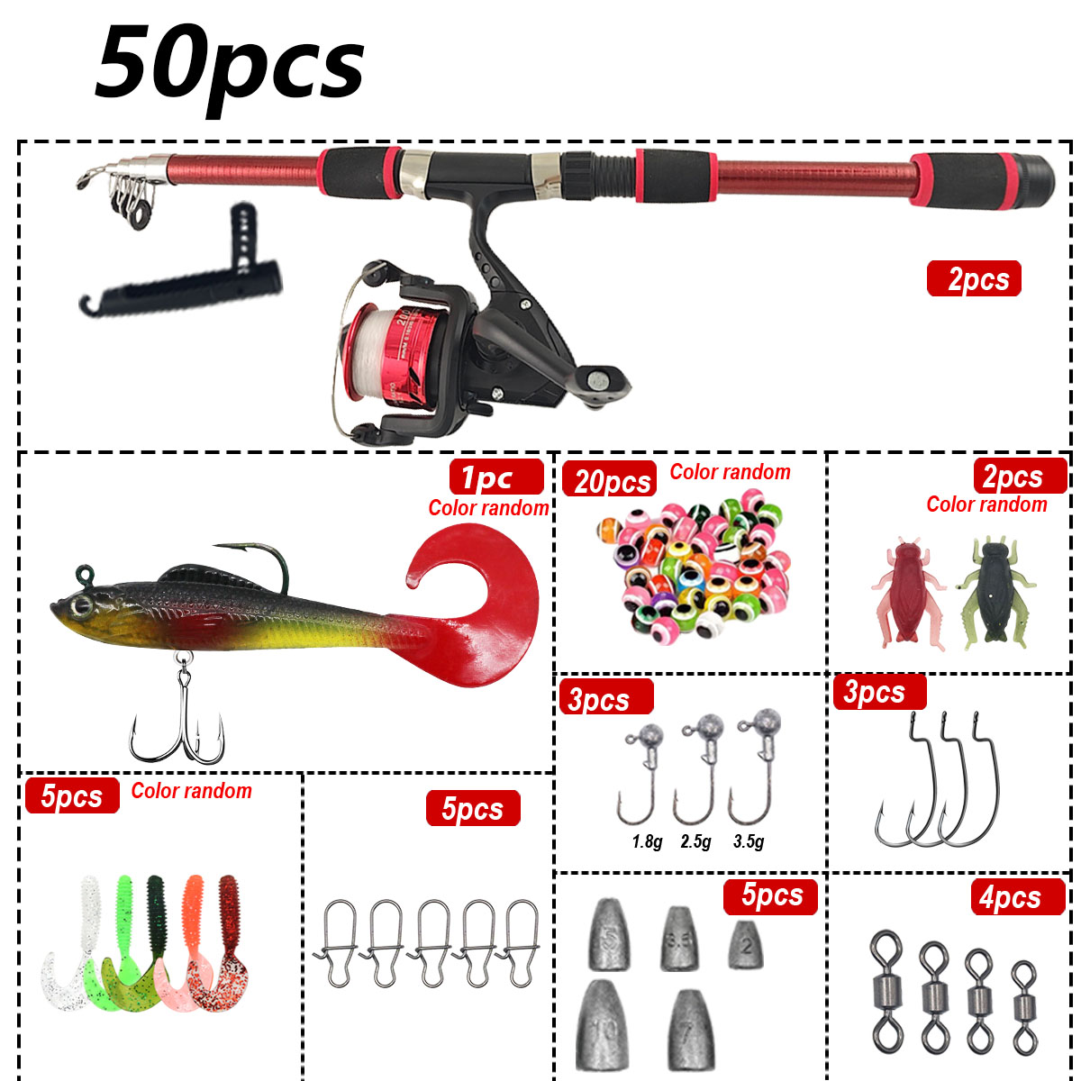 Portable Telescopic Fishing Ro - Spincast Reel reseña y precio