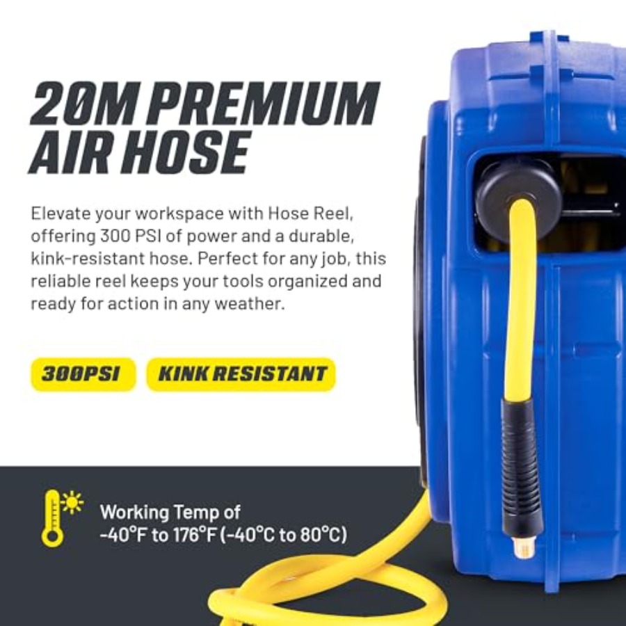 Retractable Air Hose Reel 3/8  - Reel Handle reseña y precio