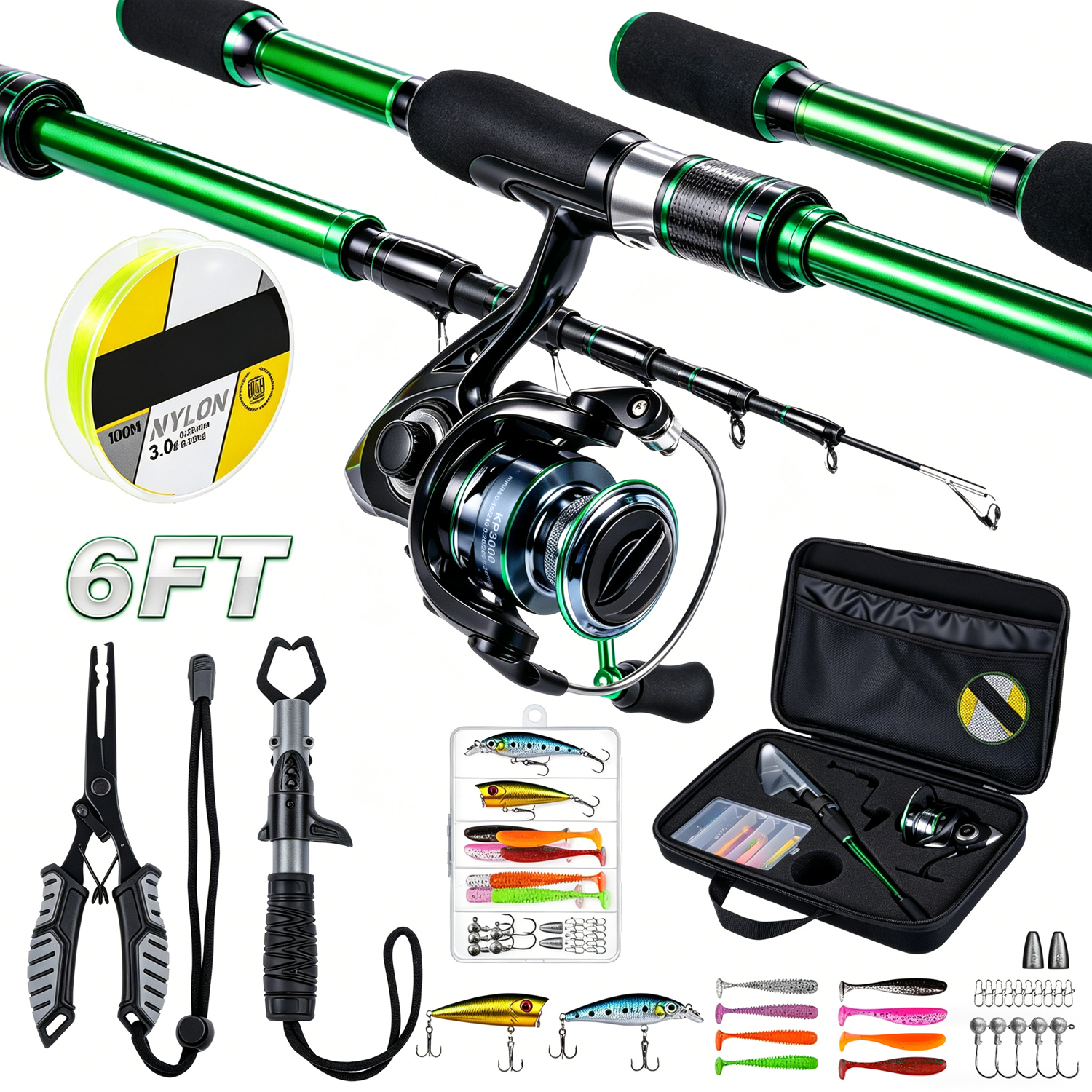 Graphite Telescopic Fishing Ro - Reel Bag reseña y precio