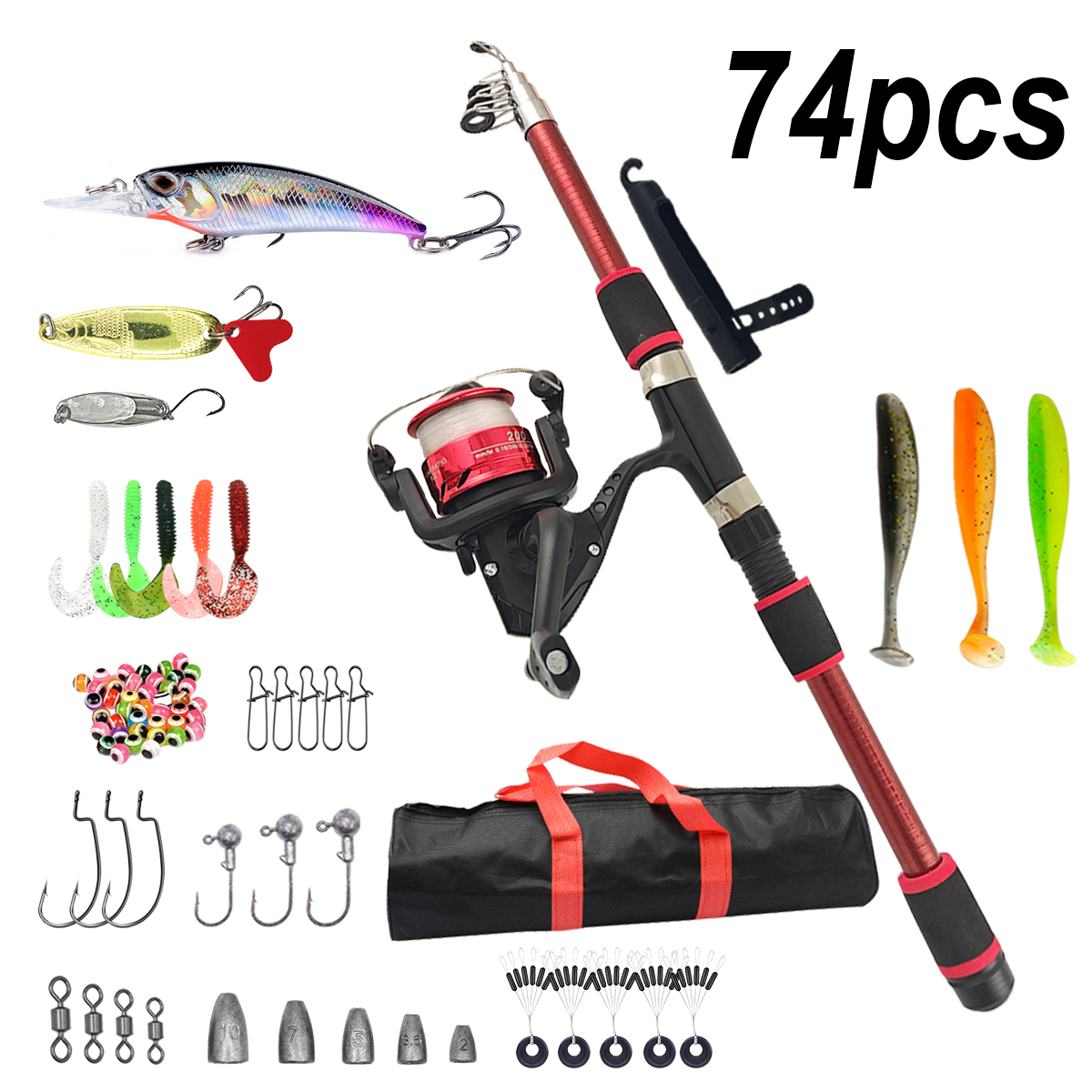 Fishing Pole Set Full Kits Wit - Spincast Reel reseña y precio