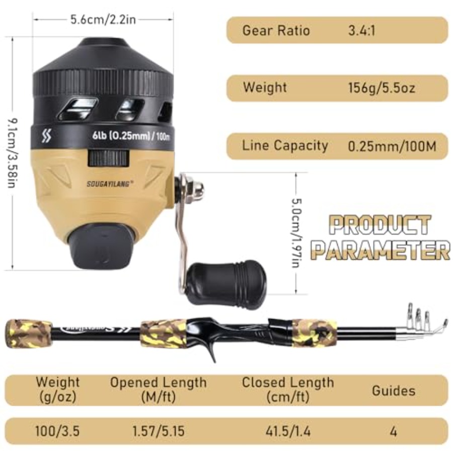 Fishing Rod and Reel Combo, Li - Spincast Reel reseña y precio